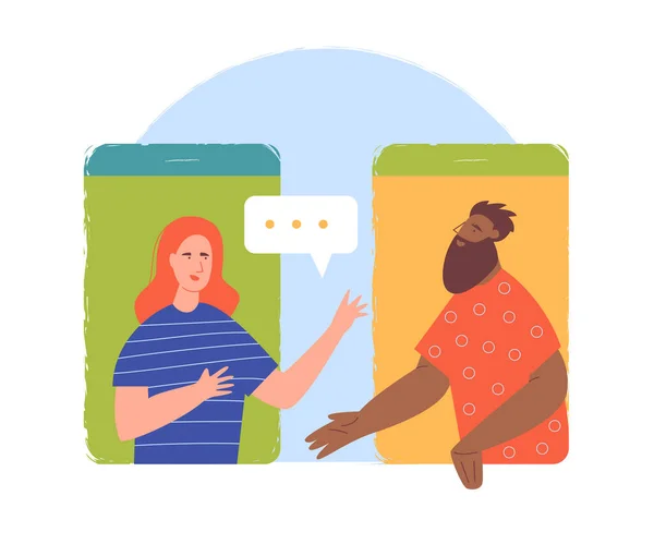 Communication en ligne. Réseau social reliant les gens. Illustration vectorielle . — Image vectorielle
