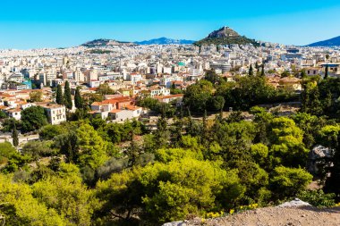 Athenes, Yunanistan Panorama evleri ve Lycabettus Hill ile
