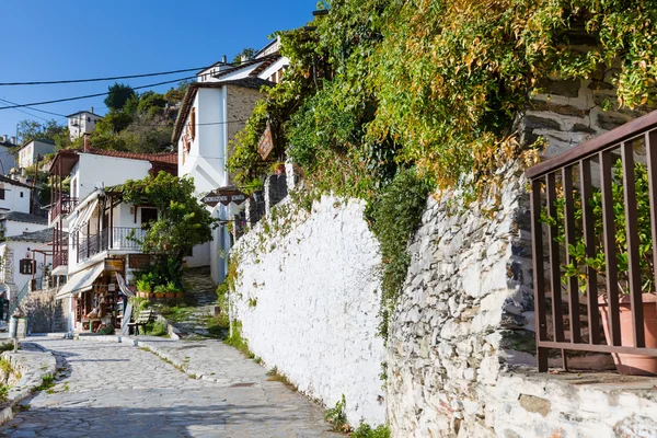 Vue sur la rue au village Makrinitsa de Pelion, Grèce — Photo