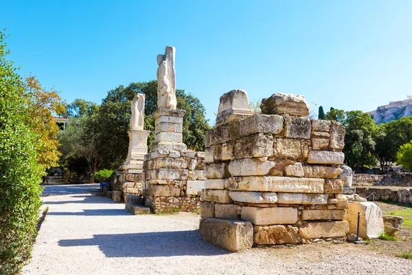 Odeon von Agrippa-Statuen in der antiken Agora, Athen, Griechenland — Stockfoto