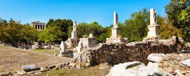 Agrippa Odeon heykeller içinde Ancient Agora, Atina, Yunanistan