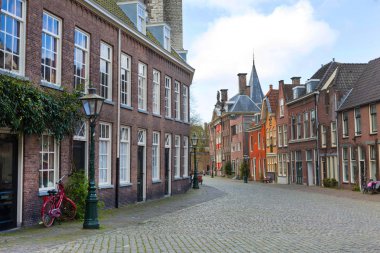 Geleneksel evleri görünümü Leiden, Hollanda