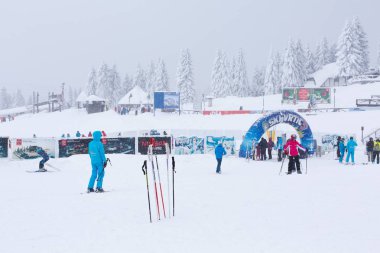 Ski resort Kopaonik, Sırbistan, kayakçı, lift, Dağları Panoraması