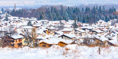 Evleri kar çatılar manzara Bulgar resort Bansko kayak