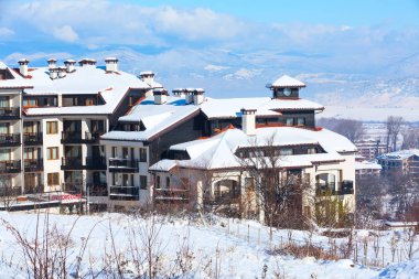 Bansko Bulgar Kayak evi ve kar Dağları Panoraması