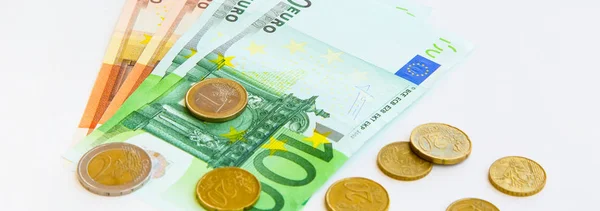 Euromunten en -bankbiljetten — Stockfoto