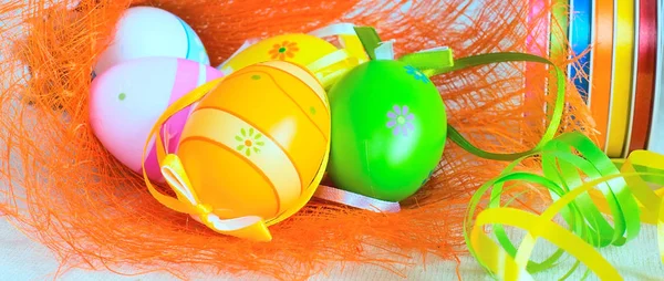 Banner background with colorful Easter eggs — Stock Photo, Image