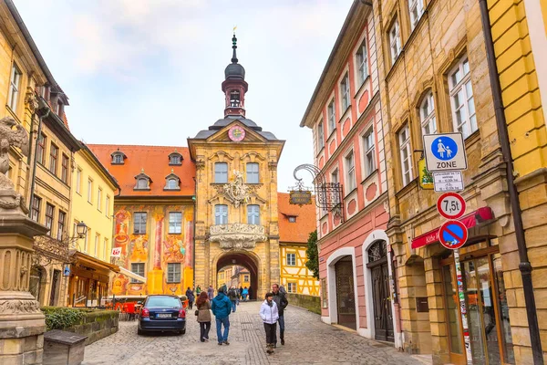 Bamberg utcára néző történelmi város Németországban — Stock Fotó