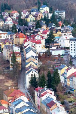 Karlovy Vary hava panorama görünüm, Çek Cumhuriyeti