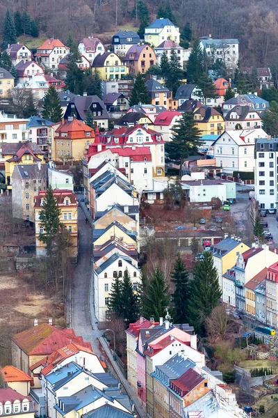 Karlowe Wary antenowe panorama widok, Republika Czeska — Zdjęcie stockowe