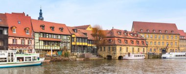 Almanya 'daki Bamberg sokak manzaralı tarihi şehir