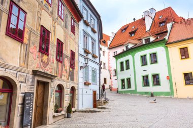 Cesky Krumlov tarihi merkez sokak manzarası