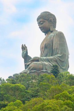 Büyük Buda Hong Kong 'da yakın plan heykeli.