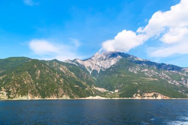 panoramik mount Athos, Halkidikya, Yunanistan