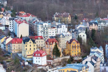 Karlovy Vary hava panorama görünüm, Çek Cumhuriyeti