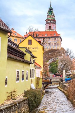 Cesky Krumlov tarihi merkez sokak manzarası