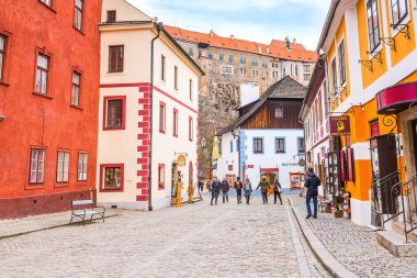 Cesky Krumlov tarihi merkez sokak manzarası