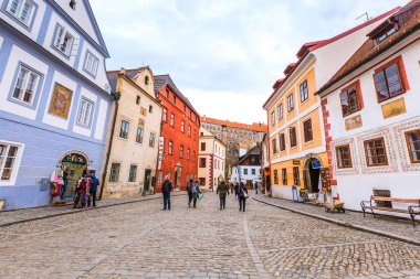 Cesky Krumlov tarihi merkez sokak manzarası