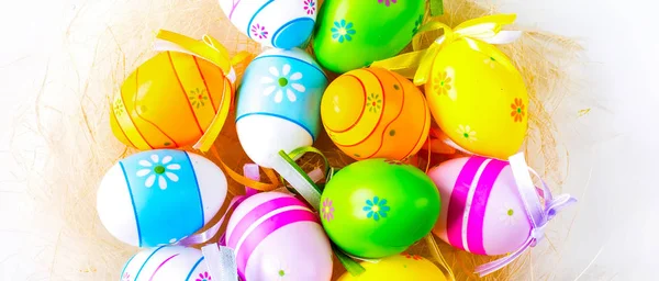 Easter eggs holiday spring banner — Stock Photo, Image