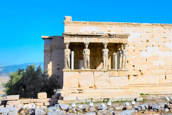 Ακρόπολη, Ναός Ερεχθείου στην Αθήνα, Ελλάδα — Φωτογραφία Αρχείου