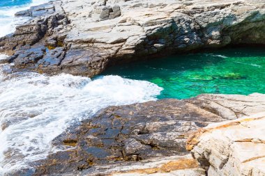Giola doğal deniz suyu Havuzu, Thassos Island, Yunanistan