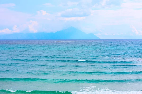 Silhouette of mount Athos and sea panorama — Stock Photo, Image