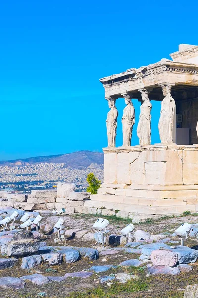 Acrópole, Templo de Erechtheum em Atenas, Grécia — Fotografia de Stock