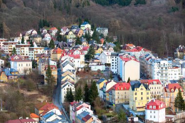 Karlovy Vary hava panorama görünüm, Çek Cumhuriyeti