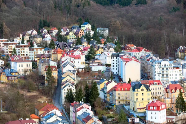 Karlovy Vary antenn panoramautsikt, Tjeckien — Stockfoto