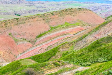 Renkli mauntain David Gareja Manastırı Gürcistan'daki mineral Peyzaj taş.