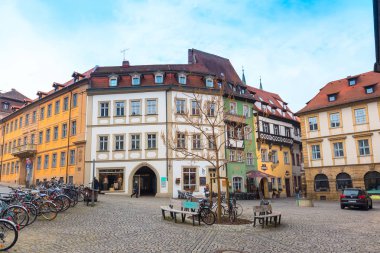Almanya 'daki Bamberg sokak manzaralı tarihi şehir