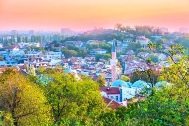 Panorama şehrin Plovdiv, Bulgaristan