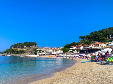 Panoramik Parga Yunan sea resort adlı İyon Denizi, Yunanistan