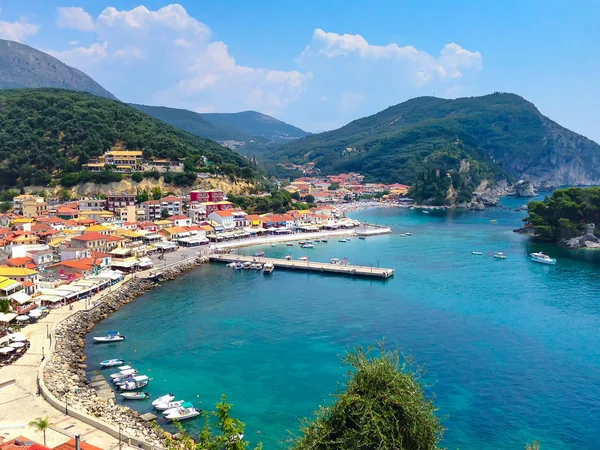 Panoramik Parga Yunan sea resort adlı İyon Denizi, Yunanistan