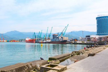 Şehir yaz Karadeniz resort, Batum Sea Port ile panoramik manzara