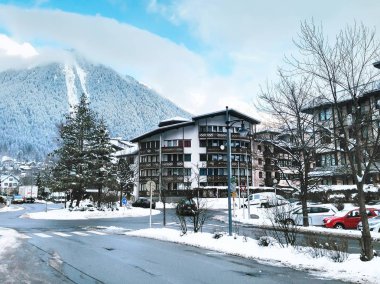 Kafe, Restoran Şehir, Chamonix, Fransa ortasına