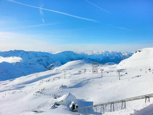 Les2Alpes ski resort slopes vista aérea, França — Fotografia de Stock