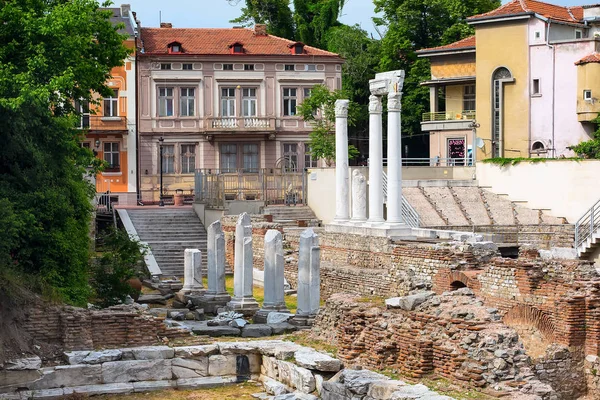 Fórum antigo com Odeon em Plovdiv, Bulgária — Fotografia de Stock