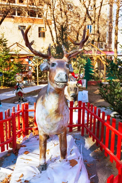 Deer decoration figurine at greek Christmas market — Stock Photo, Image