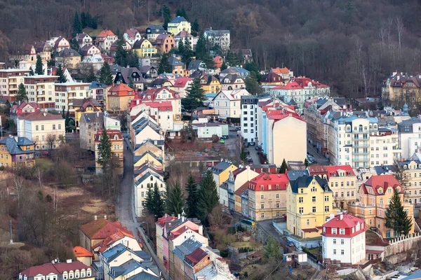 Karlovy Vary antenn panoramautsikt, Tjeckien — Stockfoto
