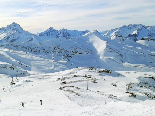 Les2Alpes ski resort slopes aerial view, France — Stock Photo, Image