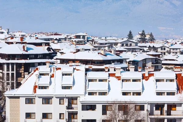 Bansko, Bulgaristan kar çatılar panorama evleri