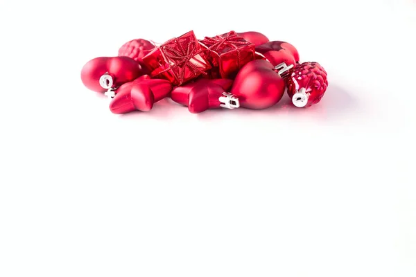 Decorações de férias de Natal vermelho com copyspace — Fotografia de Stock