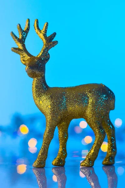 Рождественский олень фон с огнями Стоковая Картинка
