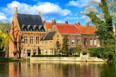 Panorama ile göl, Bruges, Belçika