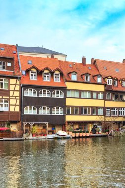 Almanya 'daki Bamberg sokak manzaralı tarihi şehir