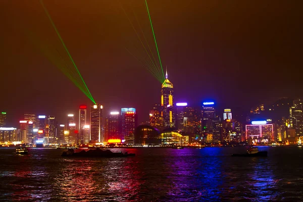 Night Hong Kong cityscape with skyscrapers — Stock Photo, Image