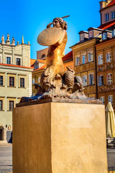 Sellő szobor, Varsó szimbóluma, Lengyelország — Stock Fotó