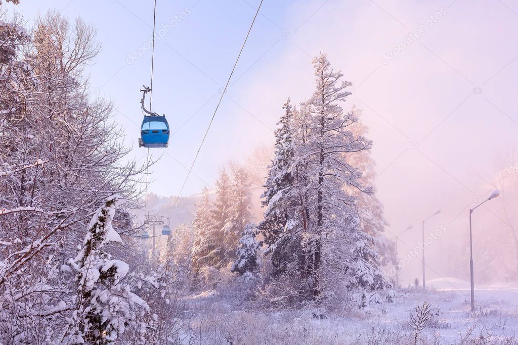 Ski resort Bansko, Bulgaria, cable car gondola