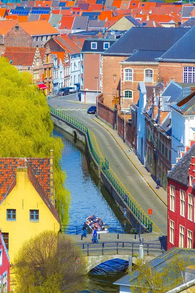 Vista aérea de Ghent com canal, Bélgica — Fotografia de Stock